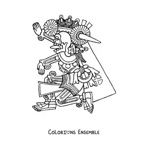 Image à colorier d'un dieu aztèque