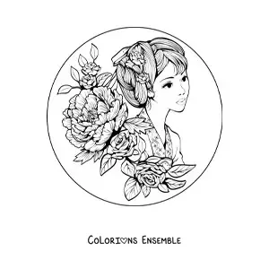 Image à colorier d'une belle femme chinoise