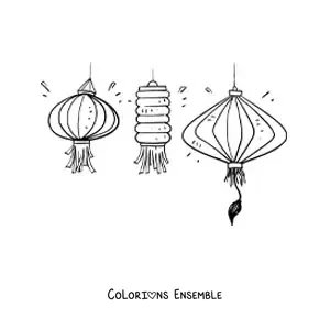Image à colorier de lanternes chinoises