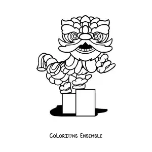 Image à colorier d'un dragon chinois animé