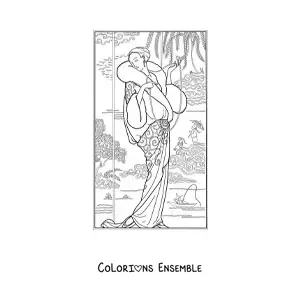 Image à colorier de la mode française des années 20