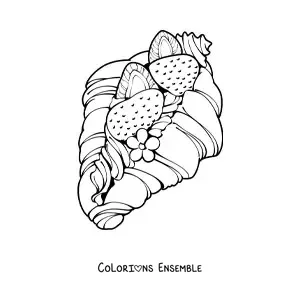 Image à colorier d'un croissant sucré fourré