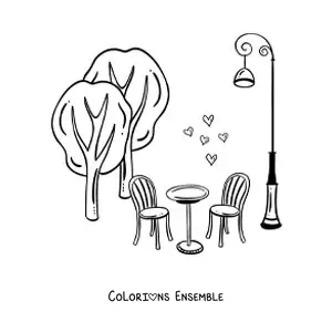Image à colorier d'un café à Paris