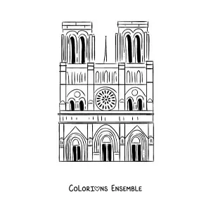 Image à colorier de la cathédrale Notre-Dame