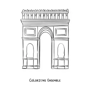 Image à colorier de l'Arc de Triomphe de Paris