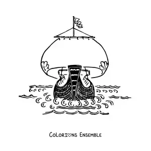 Image à colorier de la proue d'un navire sur la mer