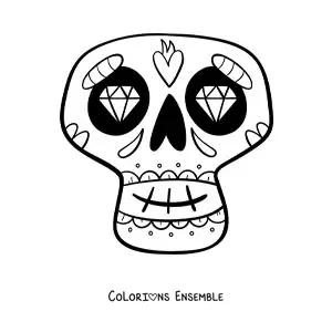 Image à colorier d'un crâne mexicain facile