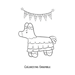 Image à colorier d'une piñata mexicaine rigolote