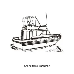 Image à colorier d'un yacht