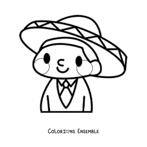 Image à colorier d'un mariachi kawaii et rigolo