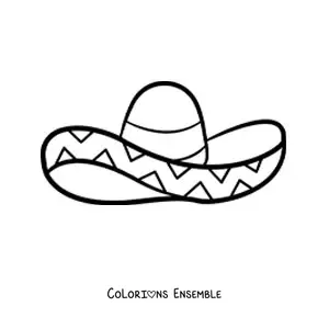Image à colorier d'un sombrero mexicain