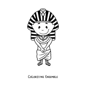 Image à colorier d'un pharaon égyptien rigolo