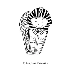 Image à colorier d'une momie égyptienne rigolote
