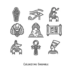 Image à colorier d'éléments de la culture égyptienne