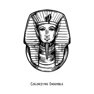 Image à colorier du masque de Toutânkhamon