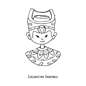 Image à colorier d'un dieu égyptien rigolo