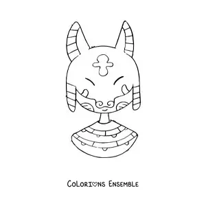 Image à colorier du dieu Anubis rigolo