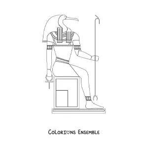 Image à colorier d'un hiéroglyphe égyptien du dieu Thot