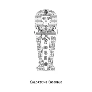 Image à colorier d'un sarcophage égyptien
