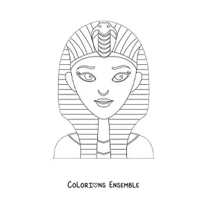Image à colorier d'un masque égyptien facile