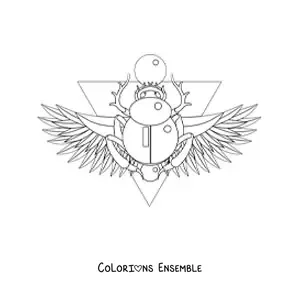 Image à colorier d'un scarabée égyptien facile