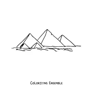 Image à colorier de pyramides égyptiennes dans le désert