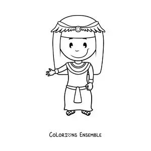 Image à colorier d'une femme égyptienne rigolote