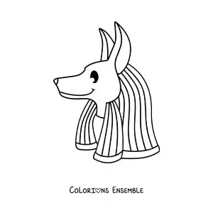 Image à colorier de la tête du dieu Anubis