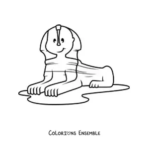 Image à colorier d'un sphinx égyptien rigolo