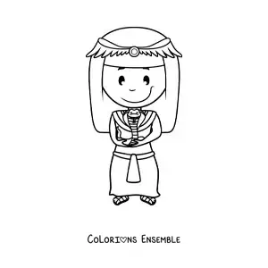Image à colorier d'une femme égyptienne rigolote avec un cobra