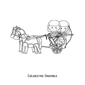 Image à colorier d'un char de guerre égyptien
