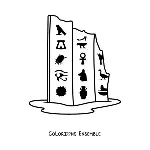 Image à colorier de hiéroglyphes égyptiens