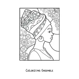 Image à colorier d'une femme africaine rigolote