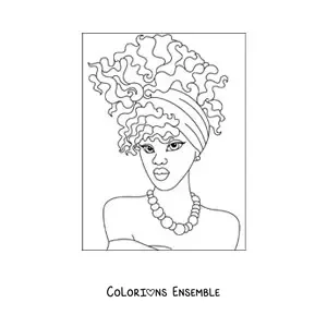 Image à colorier d'une femme africaine