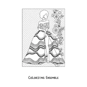Image à colorier d'une robe africaine