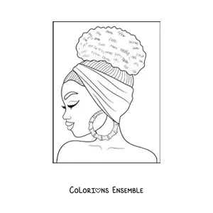 Image à colorier d'une belle femme africaine