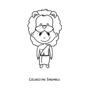 Image à colorier d'un homme africain en style animé