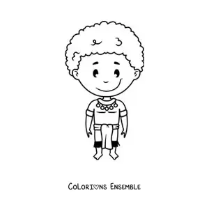 Image à colorier d'un petit garçon africain en style animé