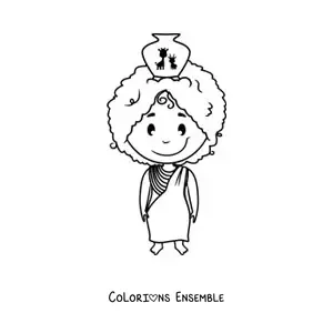 Image à colorier d'une femme africaine en style animé