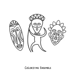 Image à colorier de masques africains
