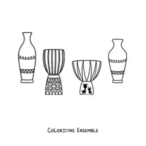 Image à colorier de poteries et de tambours africains