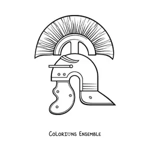 Image à colorier d'un casque de soldat romain