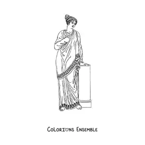 Image à colorier d'une femme en robe romaine