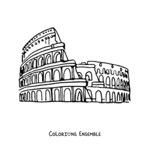 Image à colorier d'un colisée romain