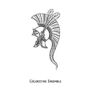 Image à colorier d'un casque romain réaliste