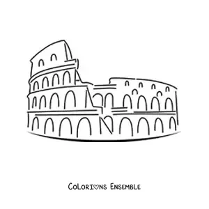 Image à colorier d'un colisée romain facile