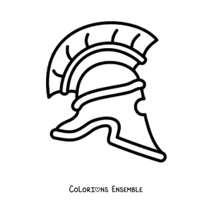Image à colorier d'un casque romain facile