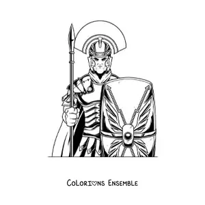Image à colorier d'un gladiateur romain