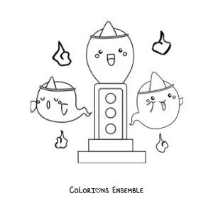 Image à colorier de fantômes japonais