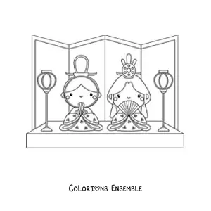 Image à colorier de filles japonaises en style animé